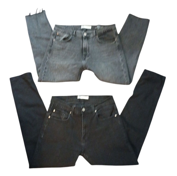 Zara 2 Pair Of Women's Plus Size Jeans Black and Gray Straight Leg Jeans Size 32 - Picture 2 of 16